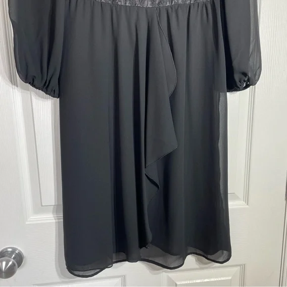 Vintage 70s Sheer Black Dress Size 12 Herman Marcus - Picture 3 of 8